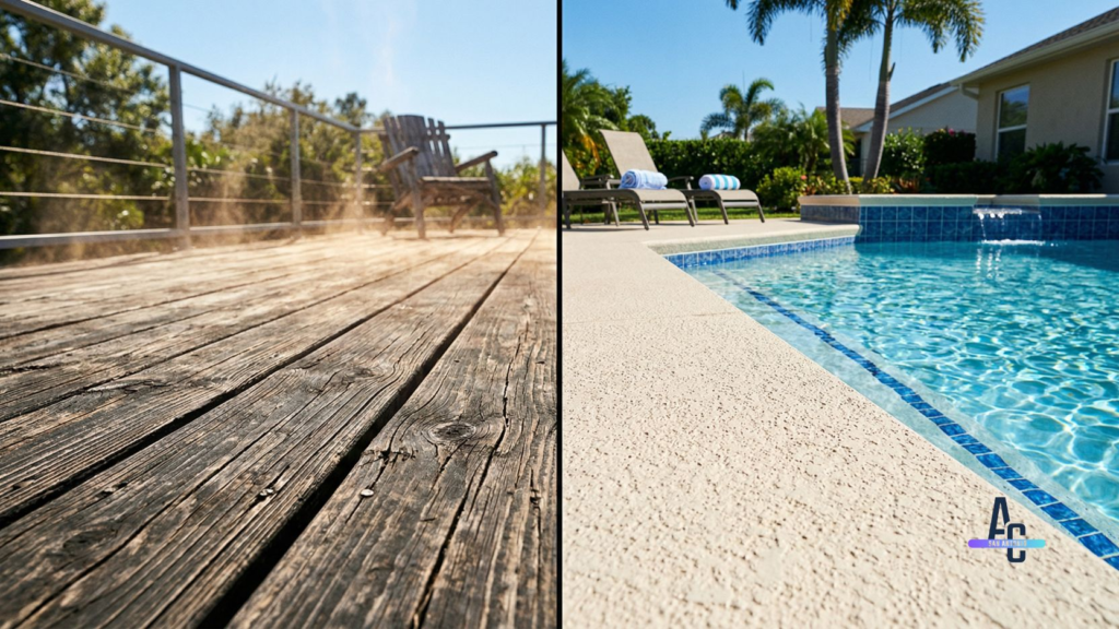 Concrete Pool Deck VS Wood Which Wins