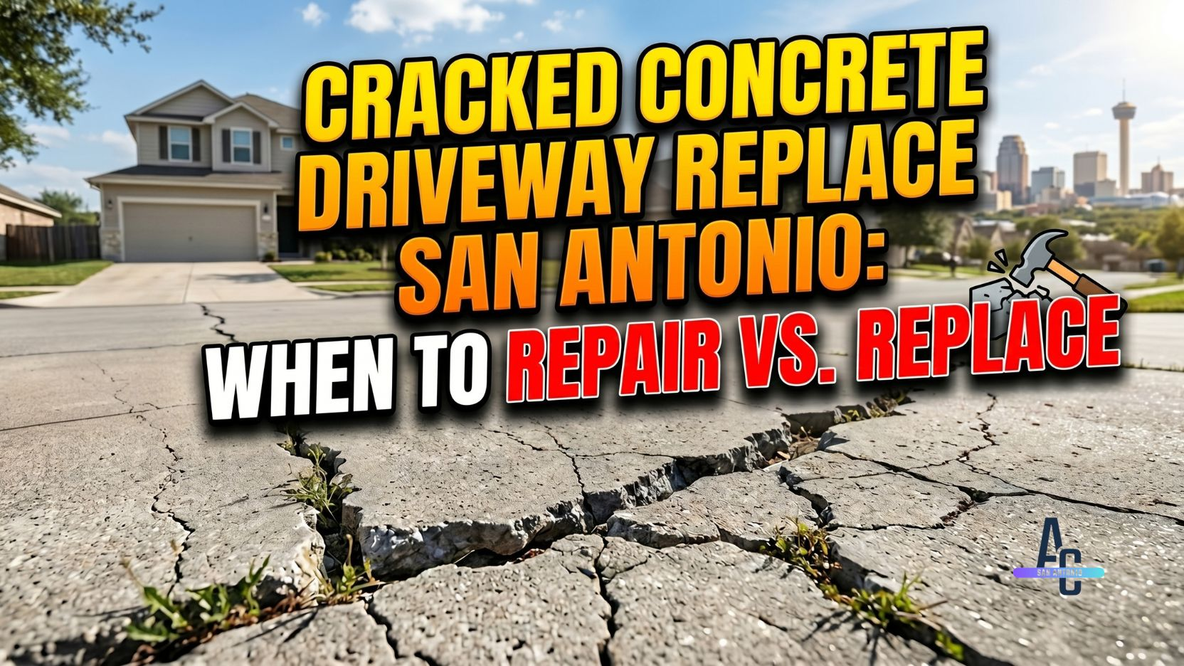 Cracked Concrete Driveway Replace in San Antonio