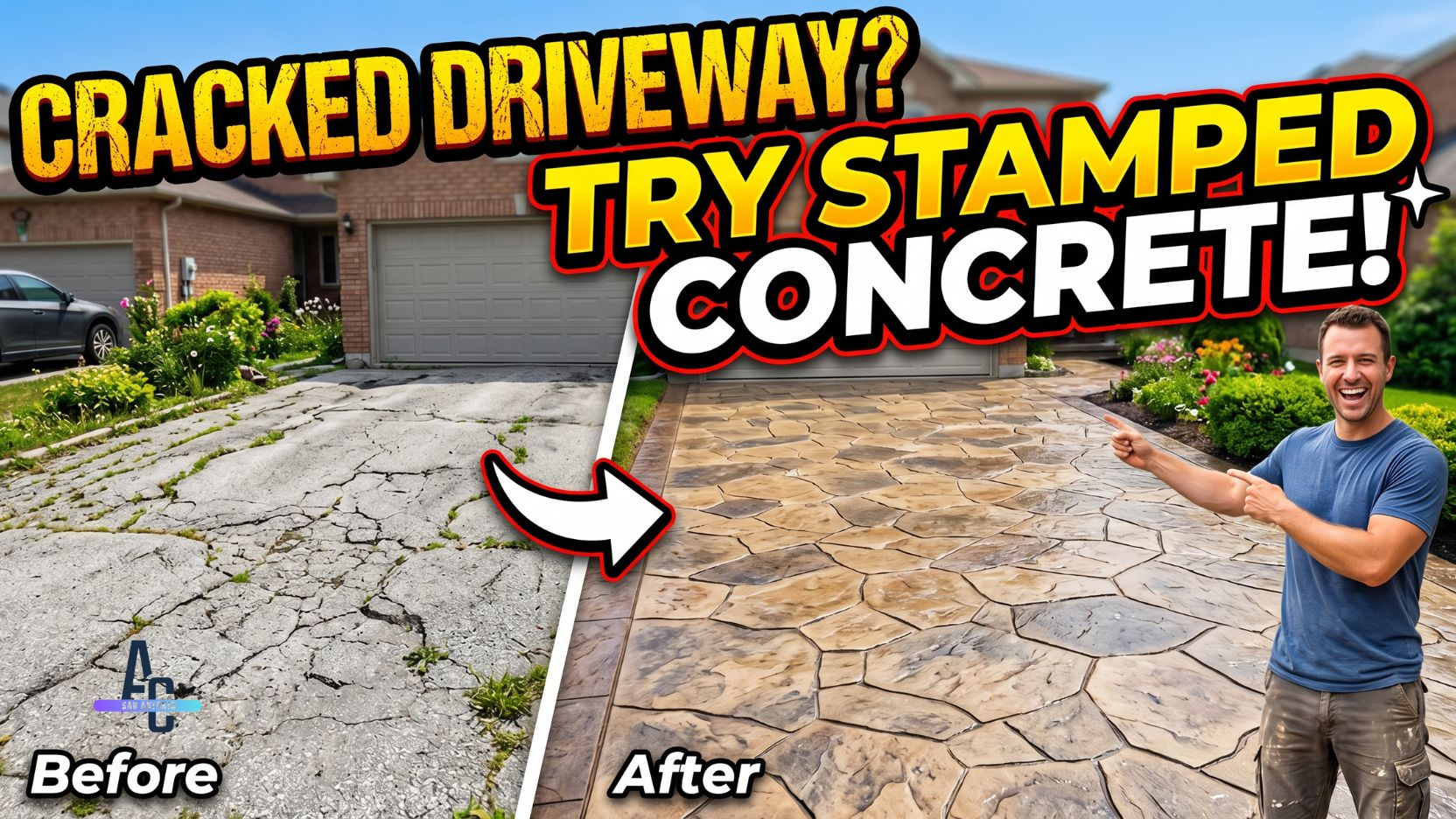 Cracked Driveway Try Stamped Concrete