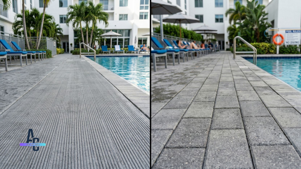 Stamped Concrete vs Pavers Pool Deck Guide