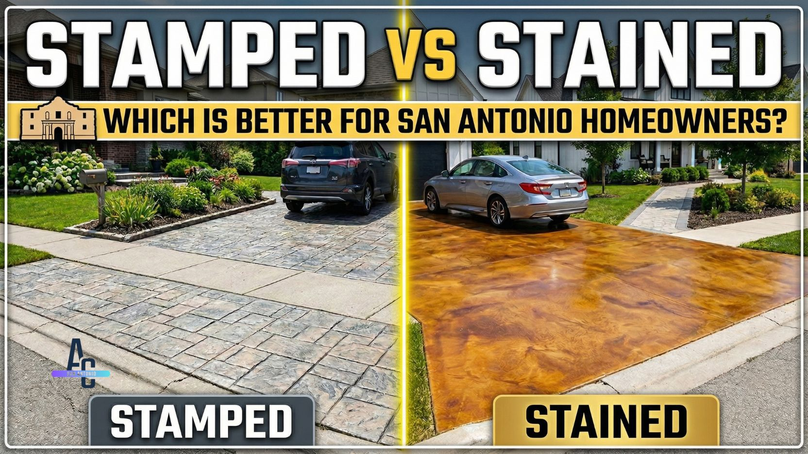 Stamped VS Stained Concrete Driveways