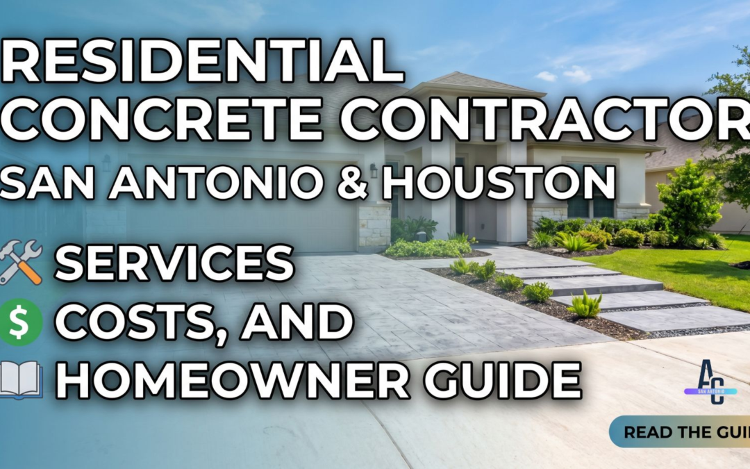 Residential Concrete Contractor San Antonio & Houston: Services, Costs, And Homeowner Guide