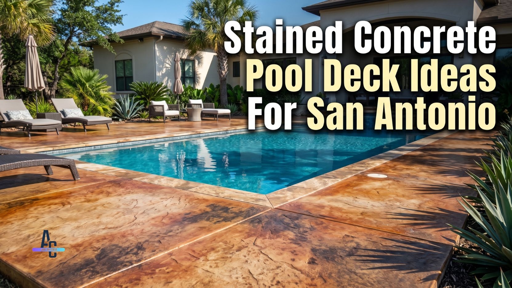 Stained Concrete Pool Deck Ideas For San Antonio