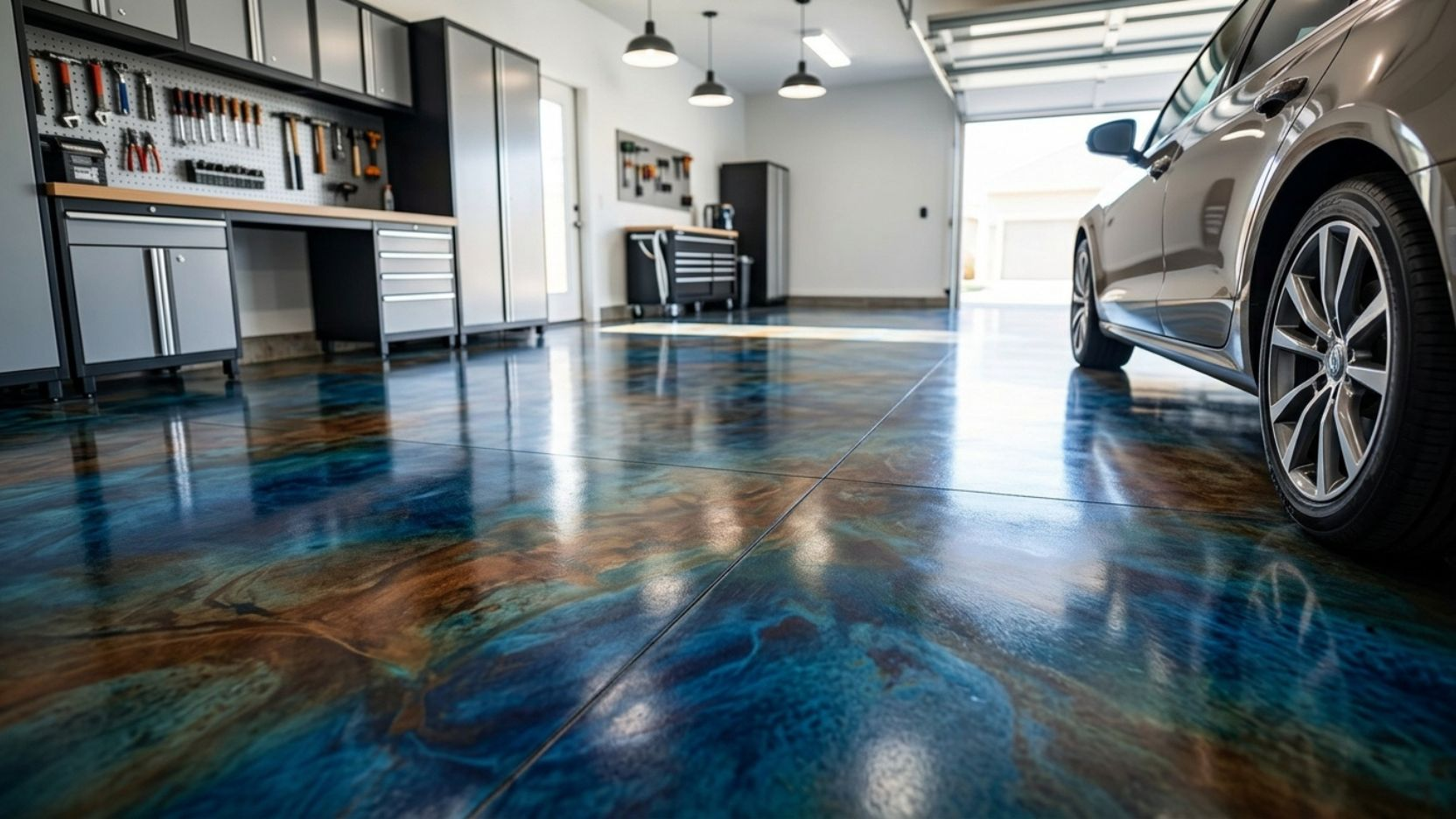 Stained Garage Floors Benefits Costs and Design Ideas
